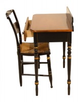 Hitchcock Desk Matching Stenciled Rush Seat Chair