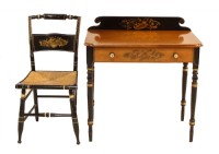 Hitchcock Desk Matching Stenciled Rush Seat Chair