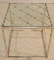 SIlver Metal Framed Glass Top Cocktail Table