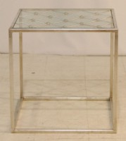 SIlver Metal Framed Glass Top Cocktail Table