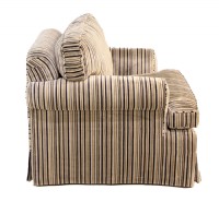 Custom Chenille Striped Arm Chair & Ottoman