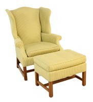 Upholstered Wing Chair & Ottoman