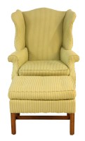 Upholstered Wing Chair & Ottoman