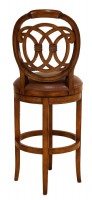 Carved Wooden Swivel Bar Stool