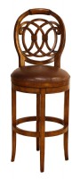 Carved Wooden Swivel Bar Stool