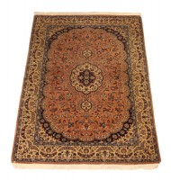 Green Fuscia & Tan Wool Persian Style Rug