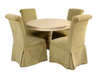 Distressed White Round pedestal table
