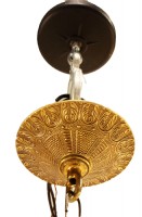 3 Light Glass & Brass Pendant Chandelier