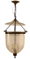 3 Light Glass & Brass Pendant Chandelier