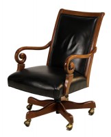 Wooden Framed Leather Desk Chair