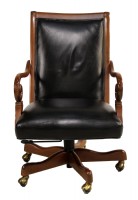 Wooden Framed Leather Desk Chair