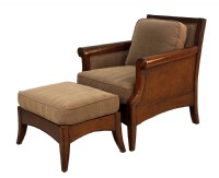 Classic Wooden Framed Chair & Ottoman