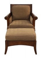 Classic Wooden Framed Chair & Ottoman