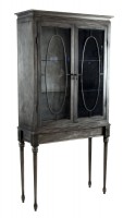 Grey Metal Glass Doored Cabinet