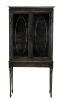 Grey Metal Glass Doored Cabinet