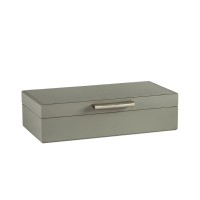 Hinged Lid Leather Inlaid Box with Aluminium Handl