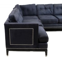 Grey Upholstered Nailhead Trim Sectional