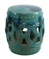 Vintage Teal Blue Ceramic Occassional Table