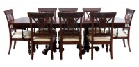 Double Tripod Pedestal Wooden Dining Room Set