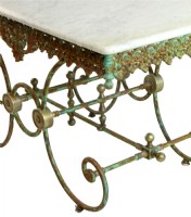 Marble Top Antique Ornate Copper Base Table