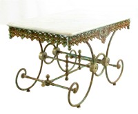Marble Top Antique Ornate Copper Base Table