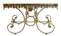 Marble Top Antique Ornate Copper Base Table
