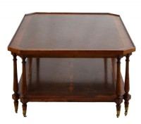 Inlaid Burled Mahogany Cocktail Table
