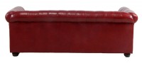 Red Leather Chesterfield Three Seat Sofa