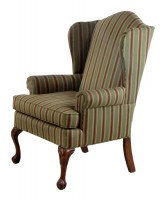 Green & Red Stripe Wing Chair
