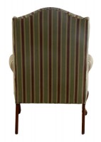 Green & Red Stripe Wing Chair