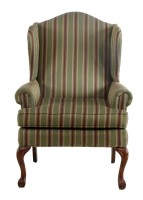 Green & Red Stripe Wing Chair