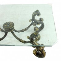 Decorative Ornate Metal Frame Glass Cocktail Table