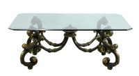 Decorative Ornate Metal Frame Glass Cocktail Table