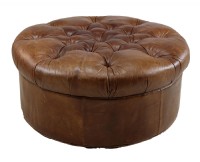 Tufted Leather Ottoman