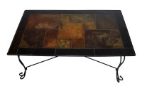 Multicolored Stone Top Metal Framed Cocktail Table