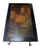 Multicolored Stone Top Metal Framed Cocktail Table