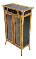 English Chinoiserie Style Bamboo Display Cabinet
