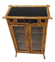 English Chinoiserie Style Bamboo Display Cabinet