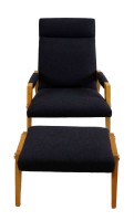 Wool Upholstered Chair & Ottoman