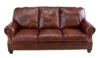 Classic Leather burgnady sofa with nailhead trim