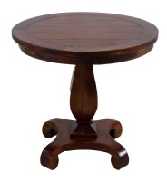 Round Wooden Plank Top Pedestal Table
