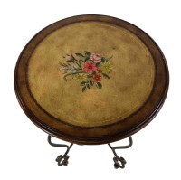 Faux Leather Floral Top Round Table