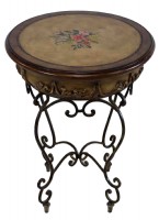Faux Leather Floral Top Round Table