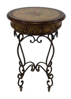 Faux Leather Floral Top Round Table