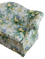 Floral Print Rolled Arm Skirted Sofa