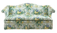 Floral Print Rolled Arm Skirted Sofa
