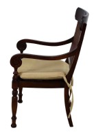 Pair of Curved Arm Wooden Chair with Rattan Seat