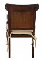 Pair of Curved Arm Wooden Chair with Rattan Seat