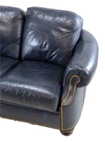 Curved Rolled Arm Leather Sofa
