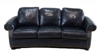 Curved Rolled Arm Leather Sofa